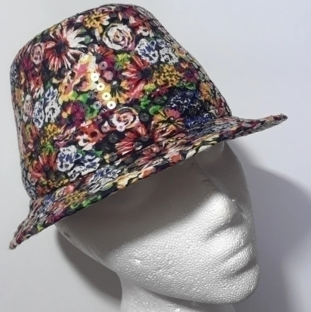 Disney Floral Sequin Fedora Style Hat